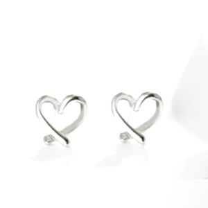 925 Sterling Silver Heart Shaped Post Earrings
